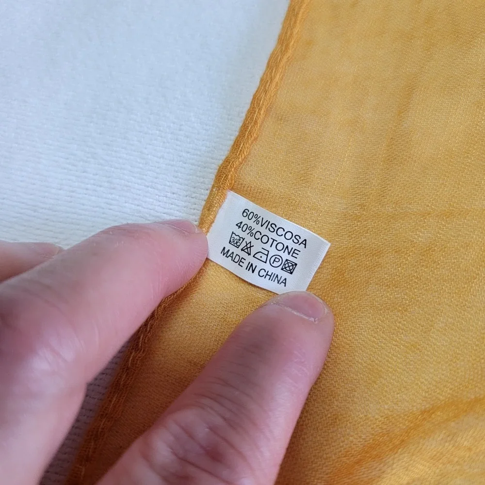 Rome Italy Themed Scarf Mustard Yellow Cotton Blend with a Sheer 70